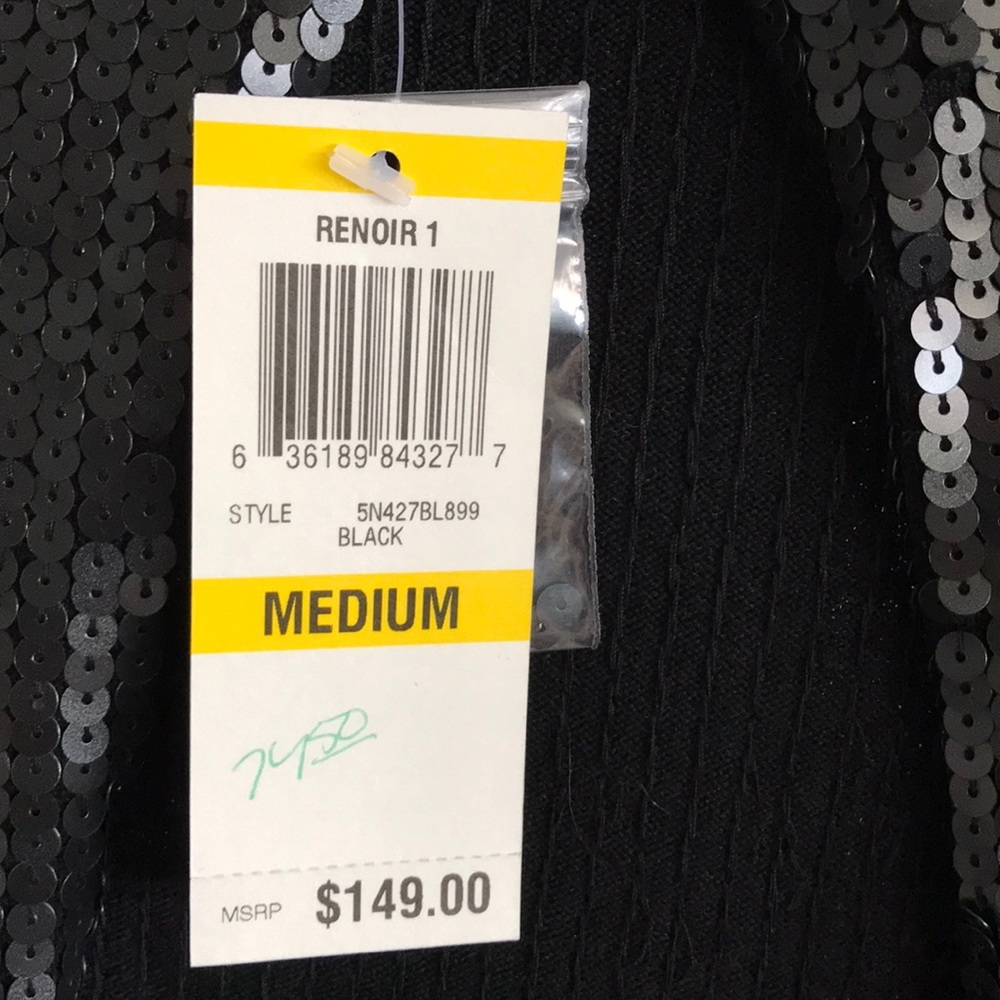 INC International Concepts Black Sequined Cardigan - Picture 6 of 7